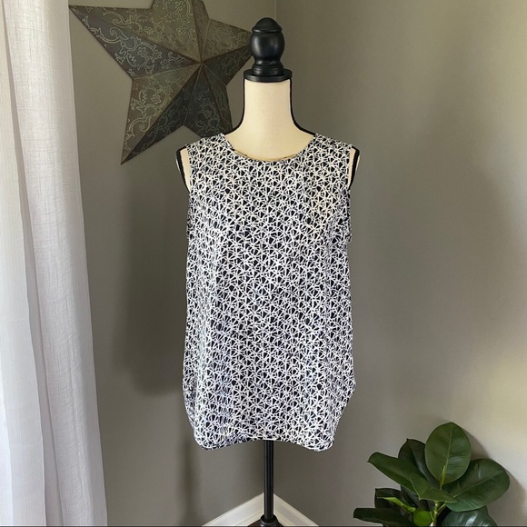 Michael Kors Sheer Sleeveless Blouse Blue Sz Medium - Picture 1 of 10